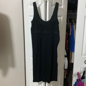 Banana Republic black embroidered tank t shirt dress w side zipper sz4